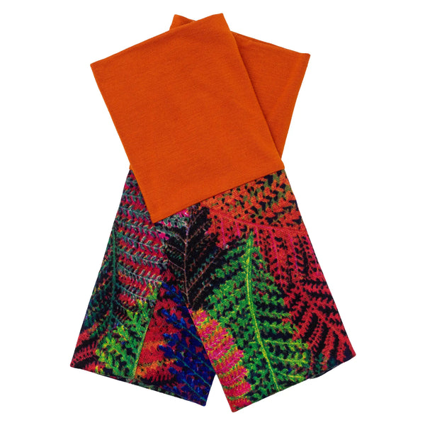 Besondere Armstulpen in Orange und Farn Motiv